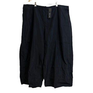 Kozan Archie Wide Leg Pants Womens Size 3X Black Pull On Elastic 25" NWT